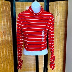 SOUL CAKE long sleeve crop top COLOR red stripe SIZE large